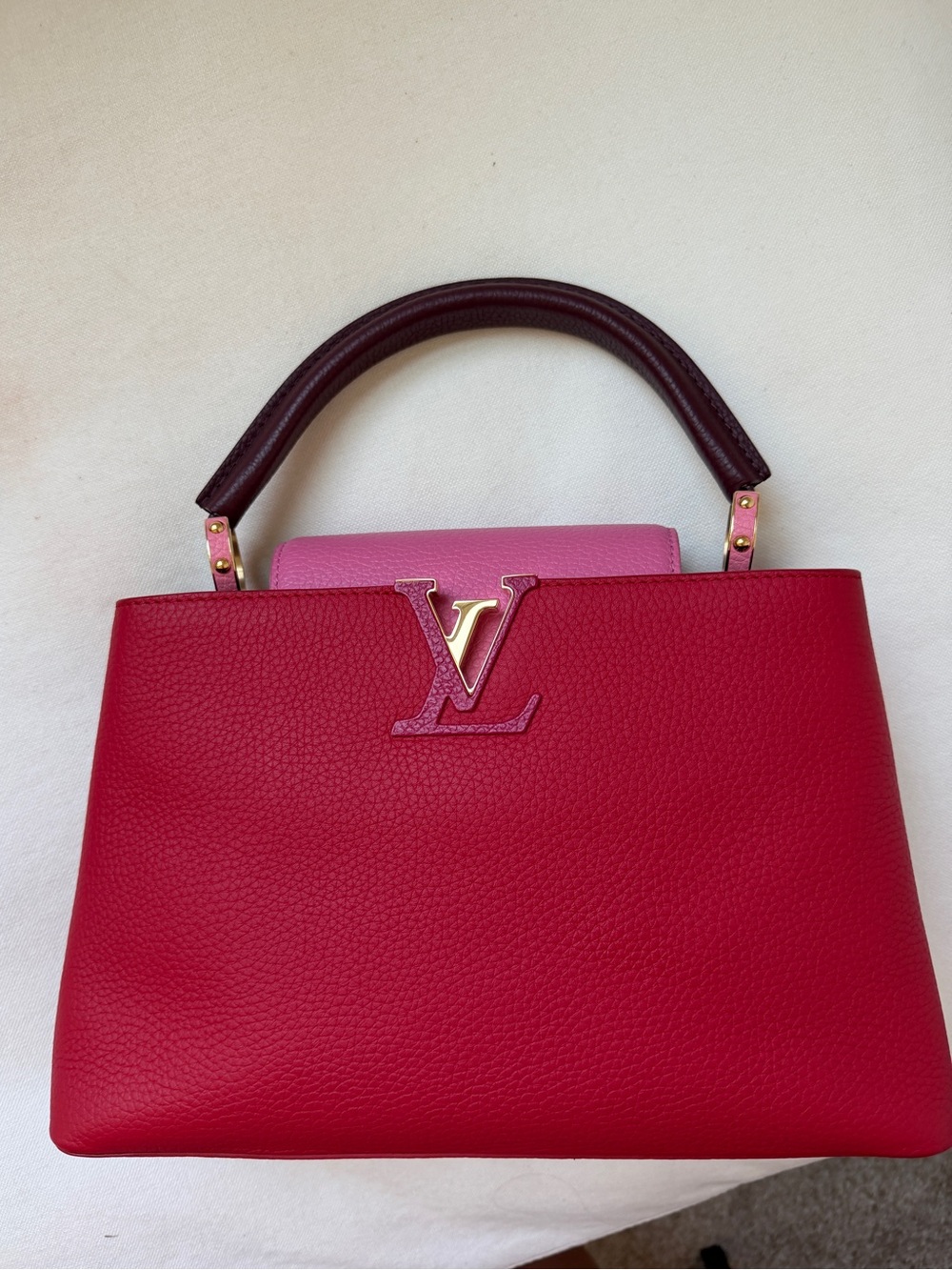 Louis Vuitton Red and Pink Capucines MM
